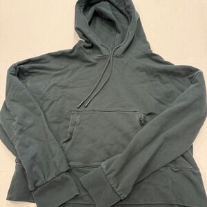 FLX Women's M Dark Green Ribbed Sleeve‎ Pullover Hoodie Kangaroo Pocket